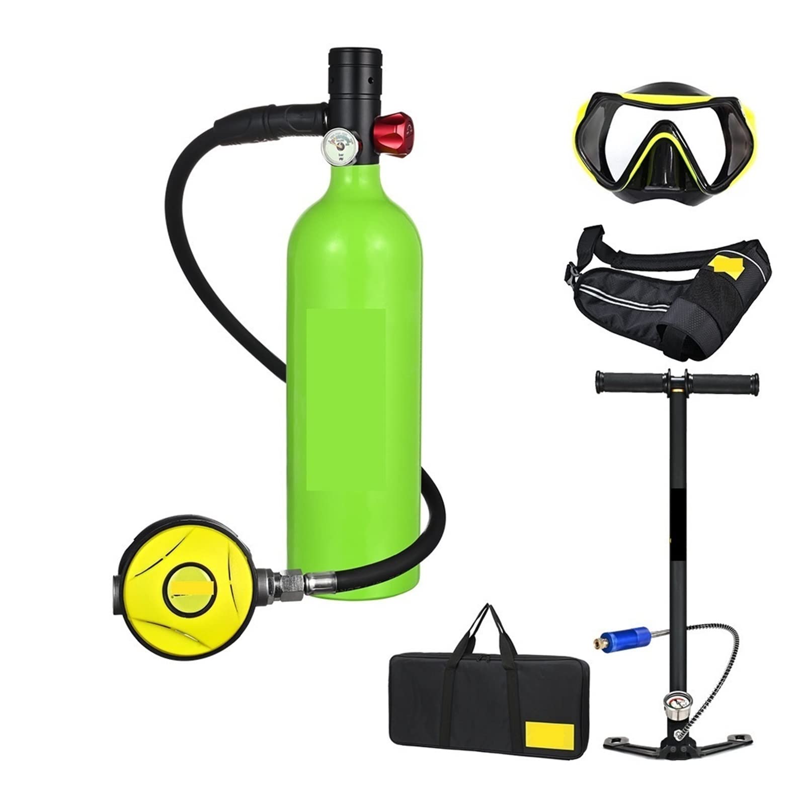 Portable Dive Cylinder, Diving Oxygen Cylinder 1L Capacity Portable Respirator(Groen)
