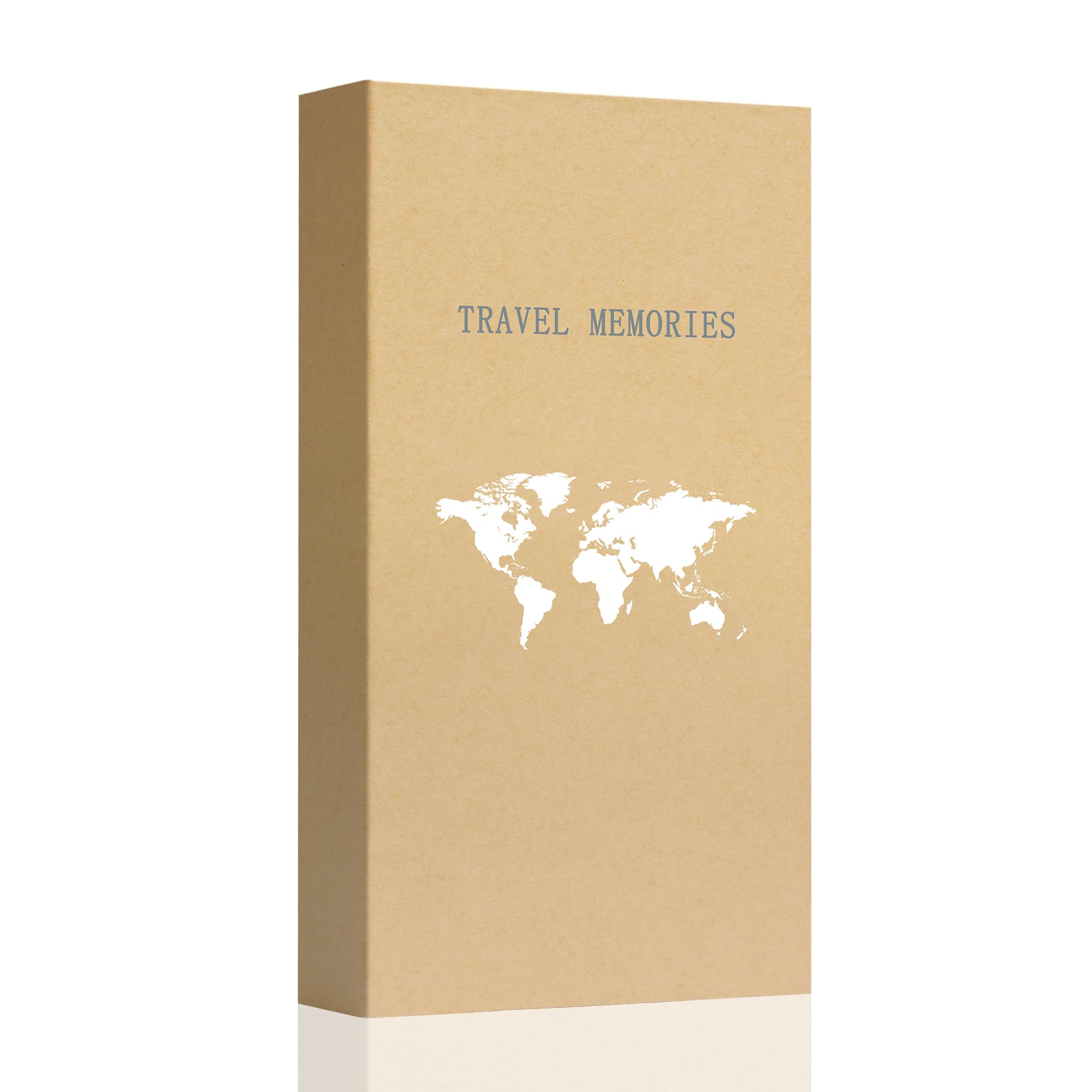 Travel Photo Album 4x6 300 Photos 3 Pictures Per Page, 300 Pockets, Refined Kraft Paper Cover Vacation Photo Album Travel Design World Map Adventure