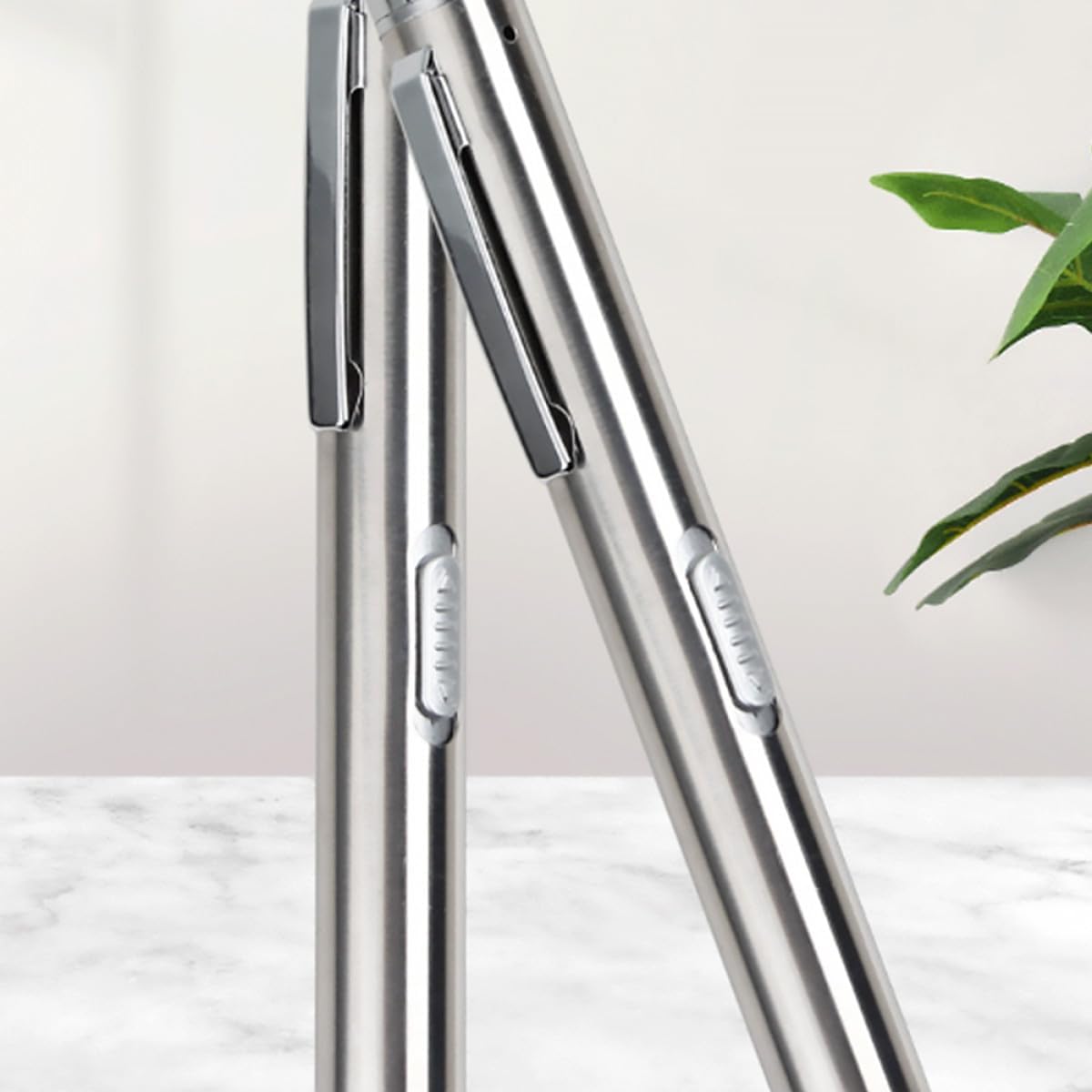 Veemoon USB Rechargeable Pen Light 2Pcs Stainless Steel Pocket Clip | LED Diagnostic Lamp, Silver Finish, Fits Pocket, Bag, First Aid Kit, Easy Carry