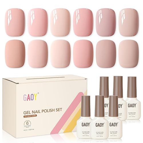 GAOY Macaron Nail Gel Polish Set Including Peach Pink Nude