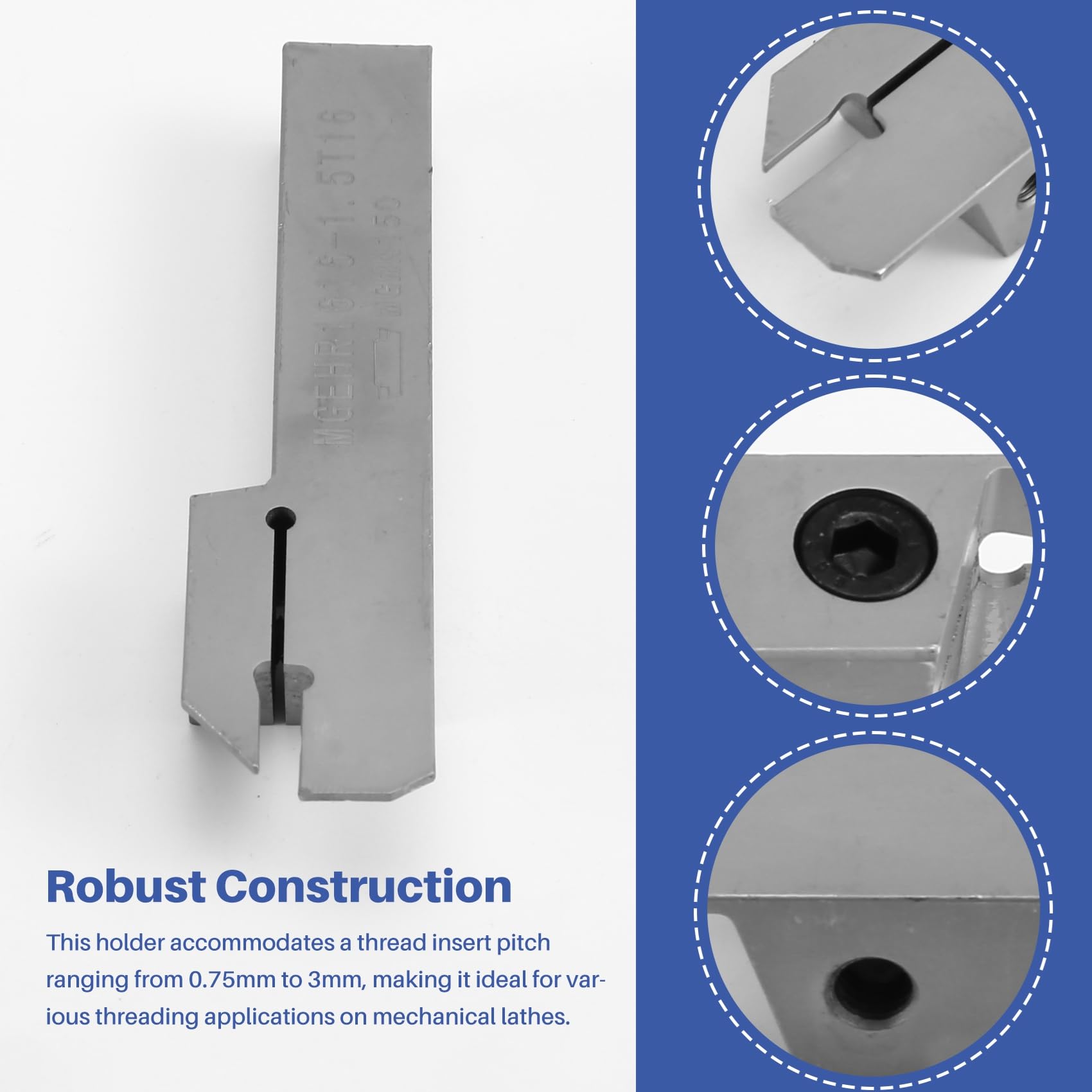 Soporte vertical para evitar la muñeca móvil, para MGEHR1616-1.5, rosca de 0,75-3 mm, para torre mecánica.