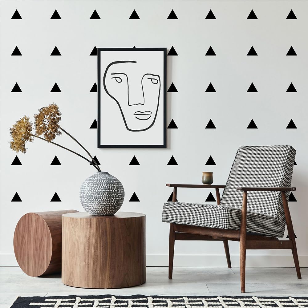 300 calcomanías autoadhesivas de pared triangulares con formas geométricas, 10 hojas de calcomanías de pared de vinilo impermeables extraíbles para habitación, guardería, sala de juegos