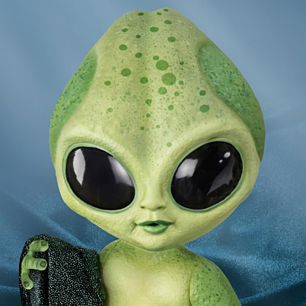 The Ashton-Drake Galleries Lumina Alien Baby Doll, 16 inches, Glow-in-The Dark Vinyl Skin, Poseable with Cosmic Blanket