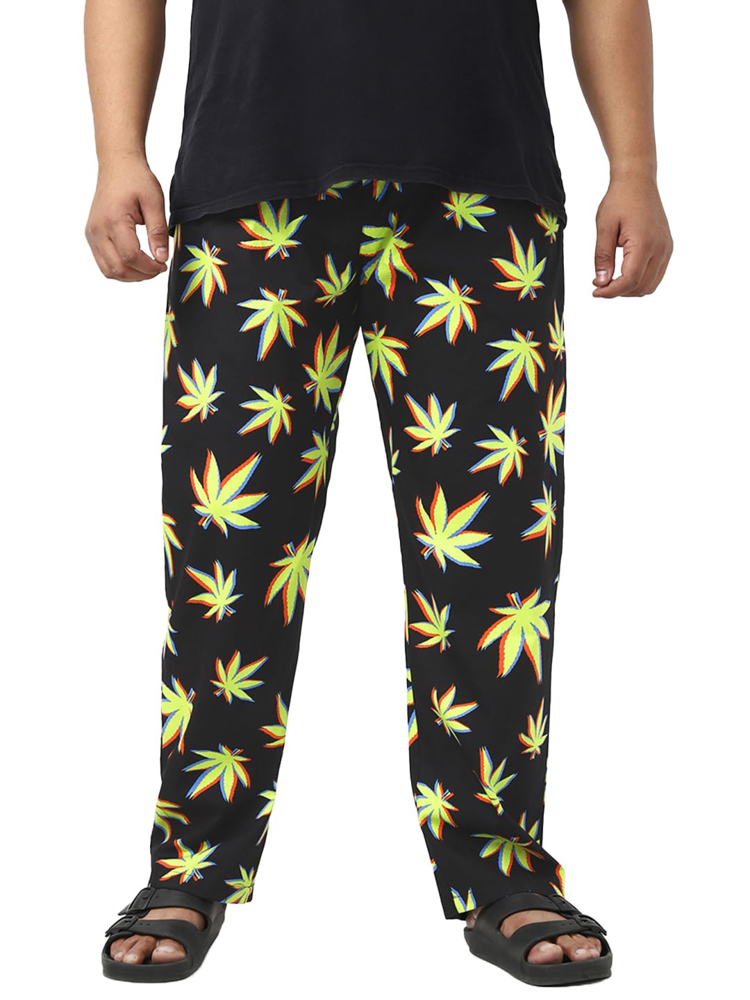 bewakoof Plus Men's All over printed Regular Fit Poplin Plus Size Pyjama_642206_Black_3XL-picture-32