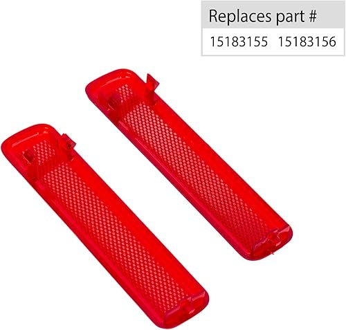 Miniatura 2 de Panel reflector rojo para puerta trasera izquierda del conductor y del lado derecho del pasajero (1 par). Compatible con Chevrolet GMC. Reemplaza la