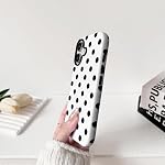 NITITOP Compatible with iPhone 16 Plus Case Cute Polka Dots Pattern for Women Girls Men Boy Hybrid 2 Layers Matte Back Shockproof Protective Cover - White