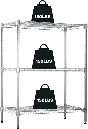 NChanmar Estantería de alambre de 3 niveles, estantes organizadores de estantes de 30 x 23 x 12 pulgadas, estante de almacenamiento de metal