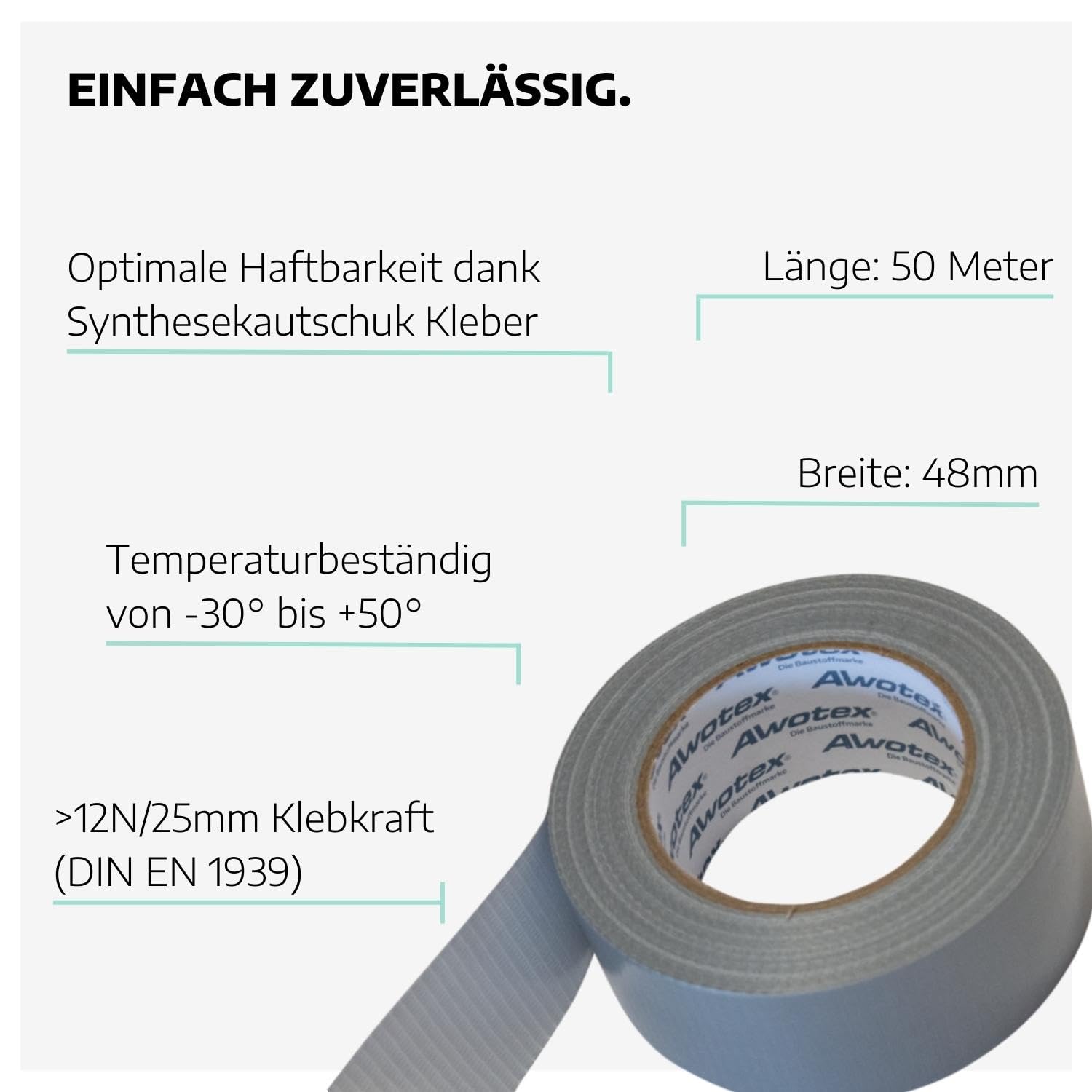 24 x Panzer-Gewebeklebeband 48 mm I Panzertape wasserfest I reißfestes Klebeband wasserdicht I Klebeband extra stark I Panzertape Silber zum Abdichten, Verpacken, Fixieren u.s.w.