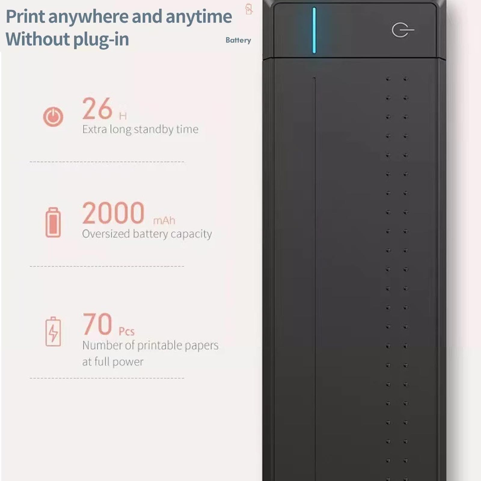 Amazon.co.jp: ポータブルプリンター、300dpiサーマルプリンターA4