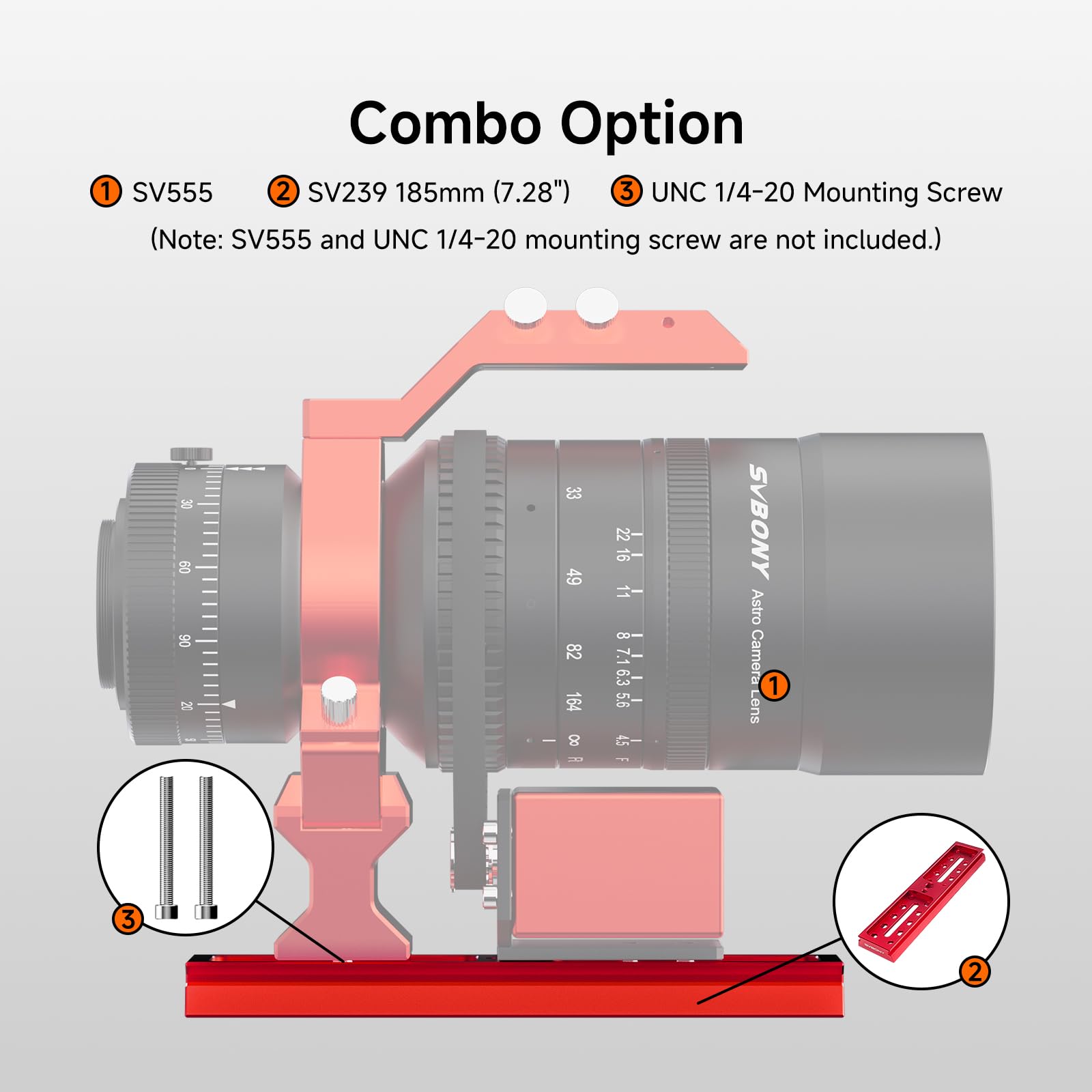 Svbony SV239 185 mm avec poignée Support de Plaque Montage à Queue d'aronde multifonctionnelle, Universel Double Face, Compatible avec Les systèmes Vixen/Synta et Arca-Swiss, Convient aux télescope