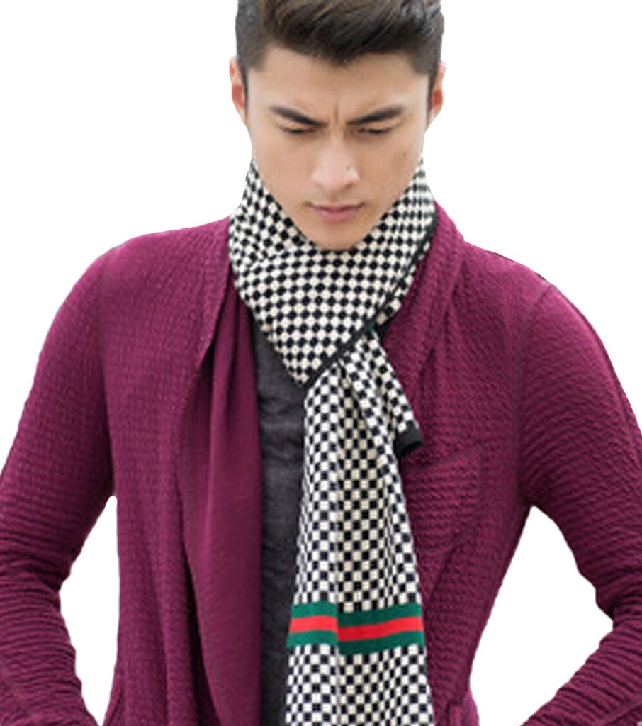 CNWJ Men's Wool Polyester Cashmere Feel Winter Plaid Scarf
