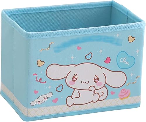 Bliqlriy Cubo de almacenamiento plegable Kawaii, bonita caja de almacenamiento plegable, organizador de escritorio de oficina, bonita decoración de