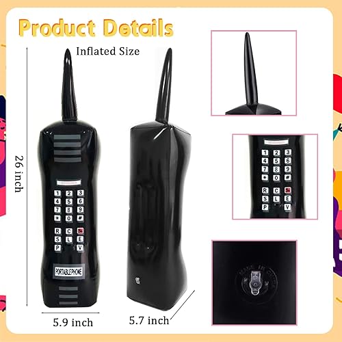 Miniatura 3 de 5 piezas de radio inflable Boombox teléfono móvil inflable, teléfono móvil retro para decoraciones de fiesta de los años 80 y 90, disfraz de hip