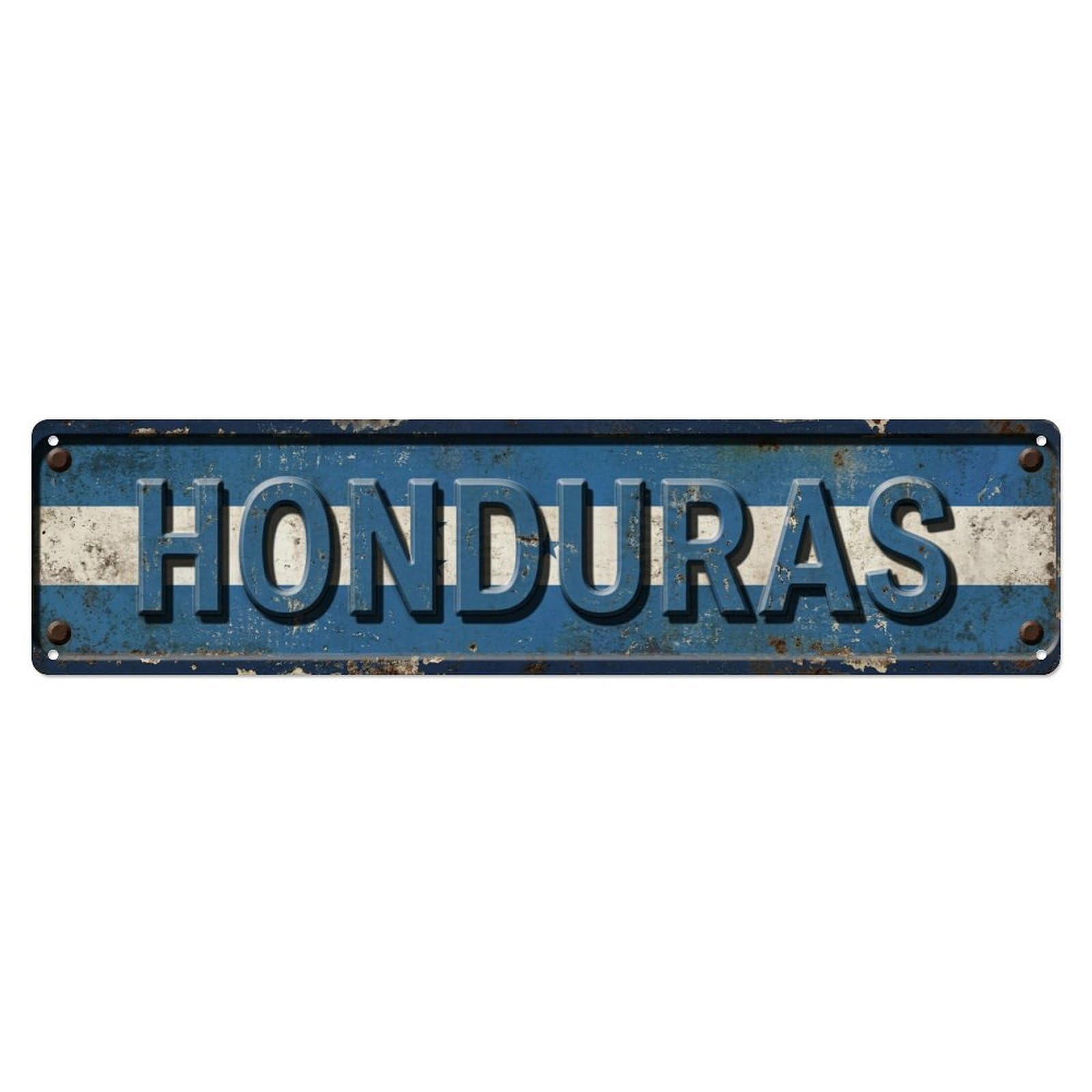 Vintage Honduras Flag Pattern Metal Tin Sign