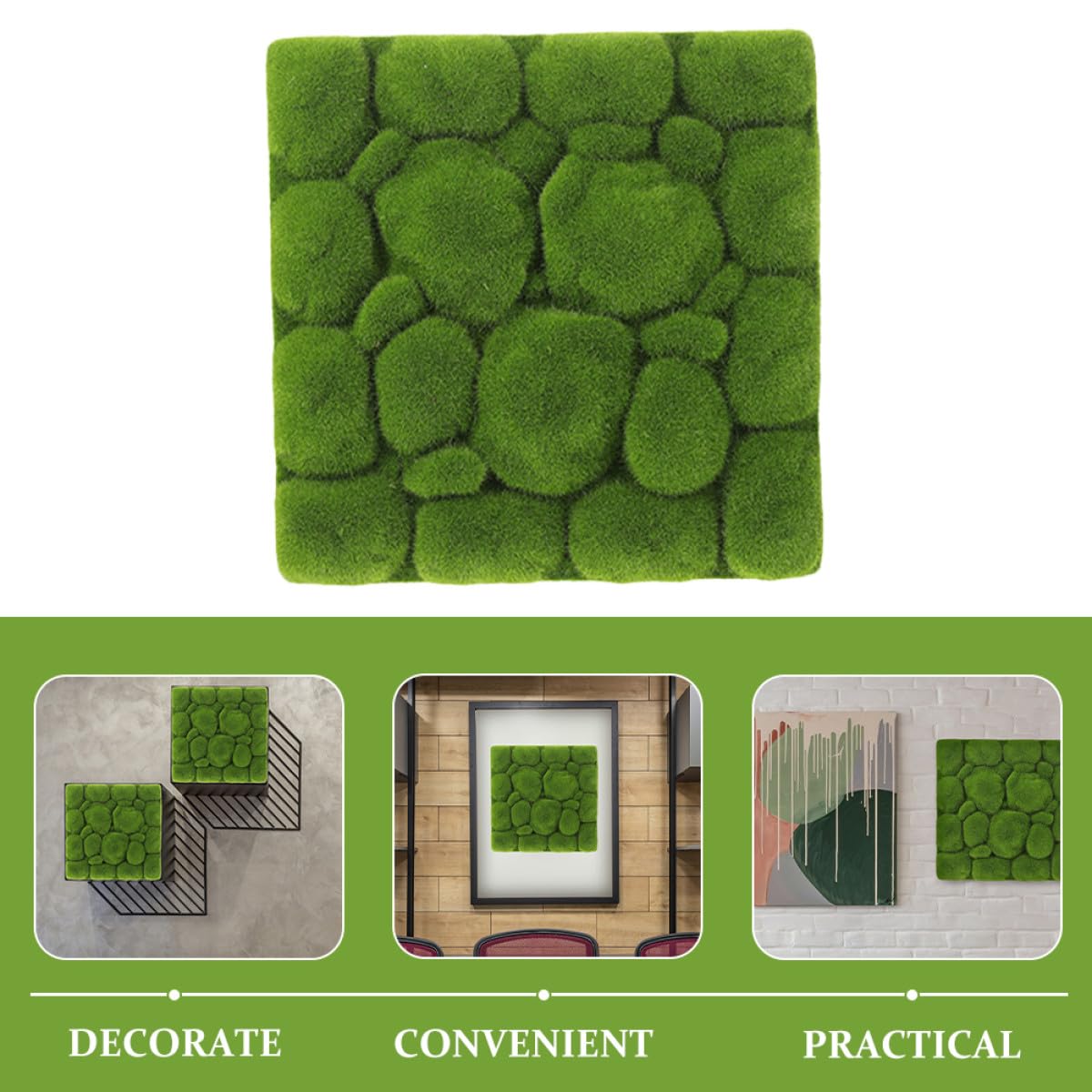 Abaodam Pannelli di Muschio Artificiale 3 Pezzi Floccati Leggeri per Decorazioni da Giardino e Pareti Interne ed Esterne Stile Moderno Nordico 30X30 CM
