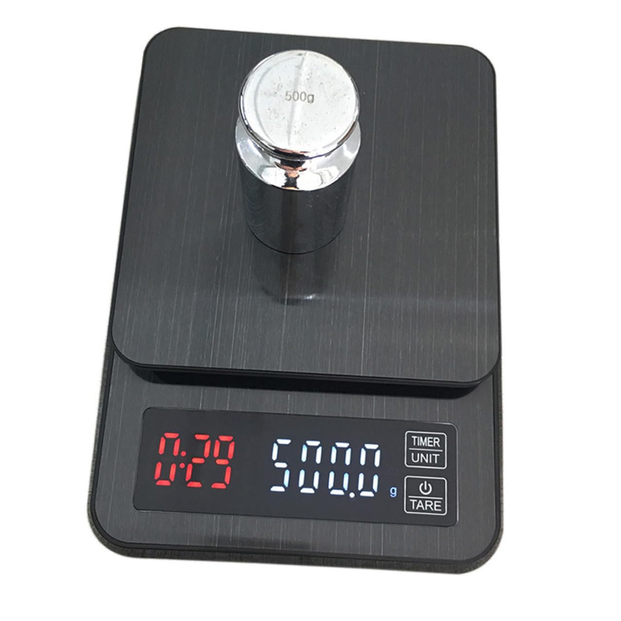 Báscula Digital Capacidad 5kg con Temporizador y Sensores de Precisión Pantalla LED Grande para Cocina y Café Adecuado para Cocinar y Hornear