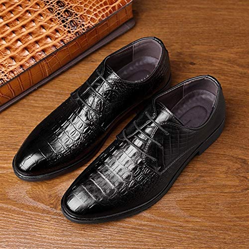 Single Season Dress Oxford Formal Shoes for Men Lace Up Crocodile Print Derby Shoes Vegan Leather Slip Resistant Anti-Slip Block Heel Rubber Sole Wedding Very Popular Among Young People3