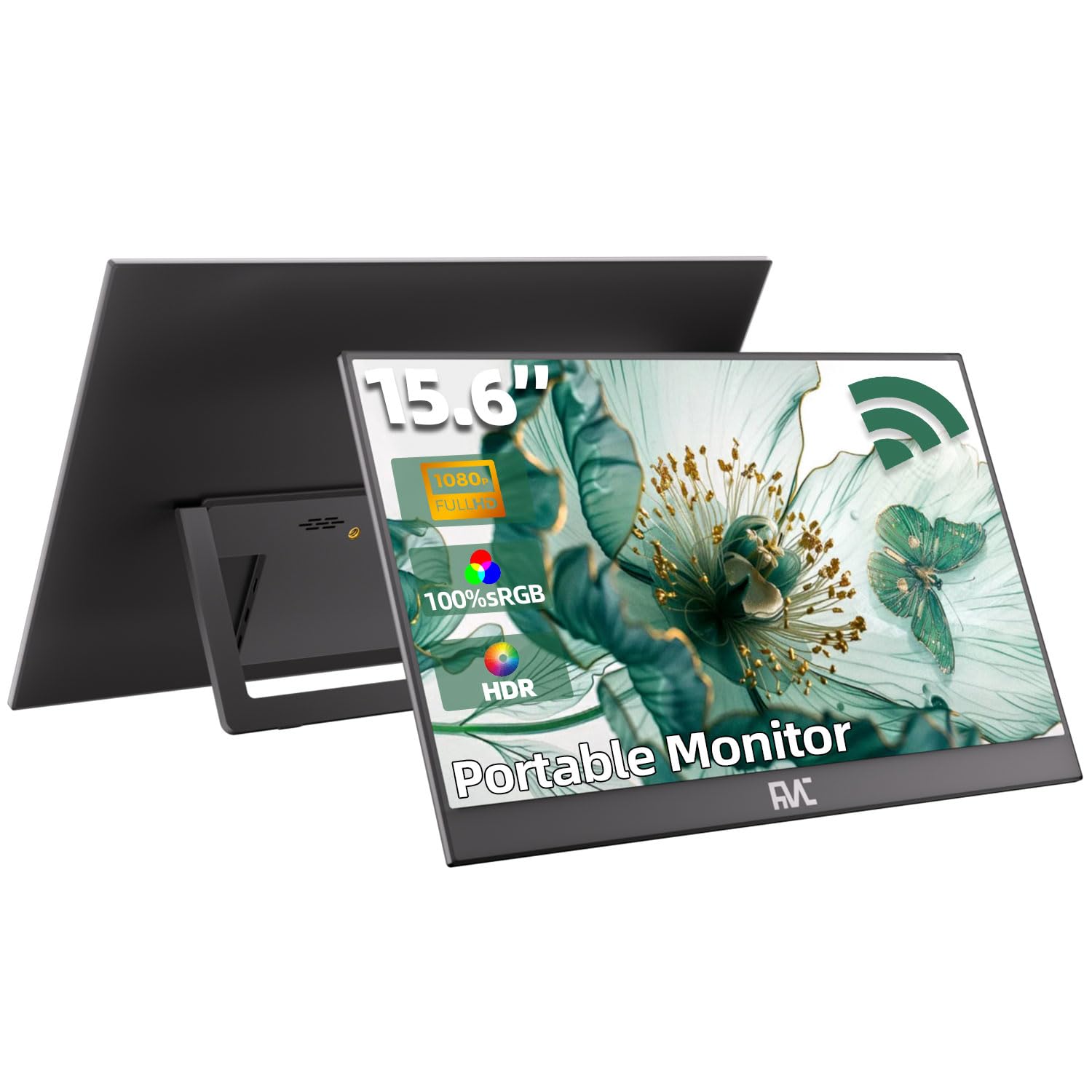 Wireless Display Portable Monitor 15.6 Inch WiFi Support Mirroring for Phone, Miracast for Laptops, Wireless Network Adapter for PC, New Display Technology 180°Adjustable, HDMI for Laptops, Mobile