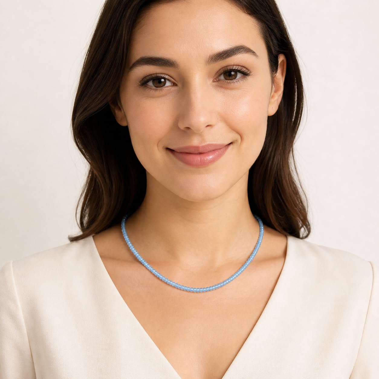 Blautopas Halskette - Collier mit echtem Blautopas, coated, 925 Sterling Silber, Karabiner, 45 cm