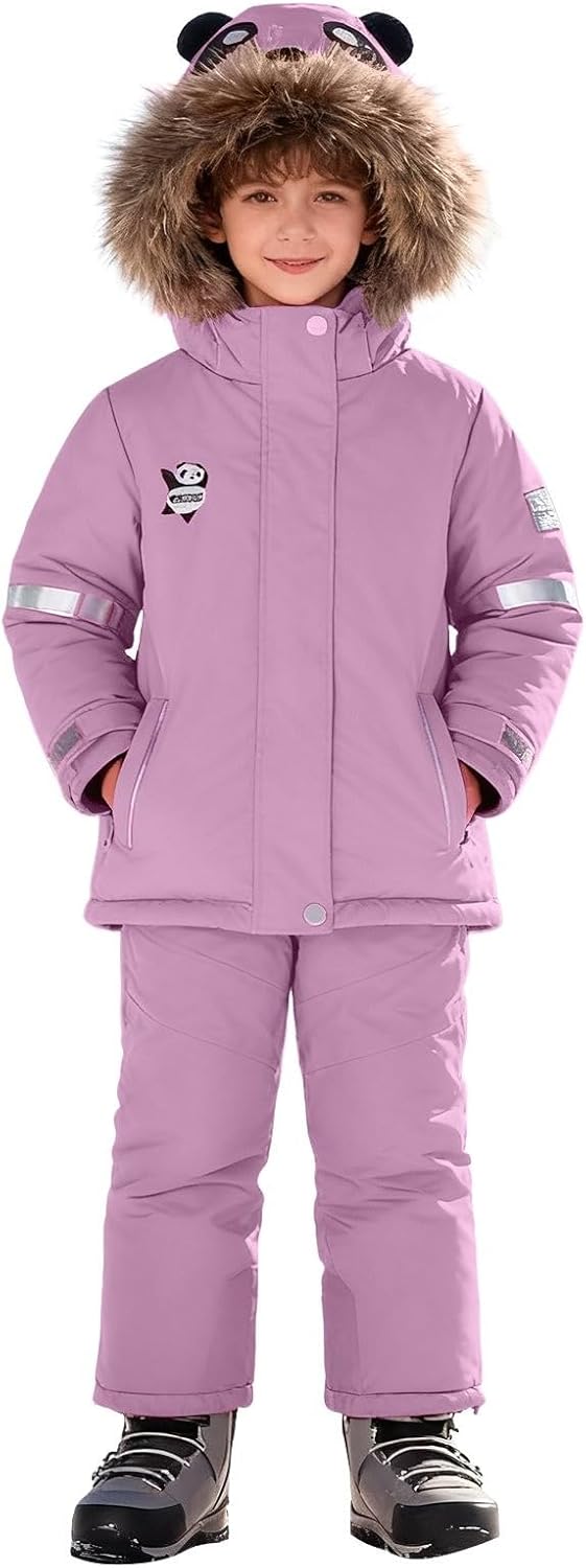 2-Piece Ski Suit for Kids Boys Girls Waterproof Windproof Snowboard Ski Jacket Snow Bib Pants Toddler Insulated Winter Suit