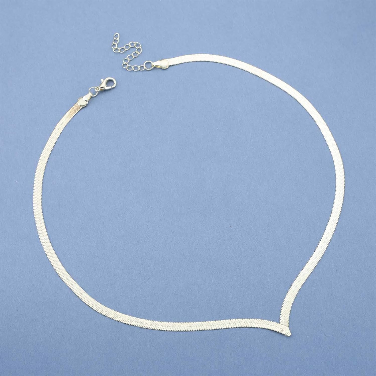 Boho Snake Herringbone Necklace Gold Flat Snake Chain Necklace Vintage V Shape Choker Necklace Minimalist Short Collar Necklace Jewelry for Women - Image 3