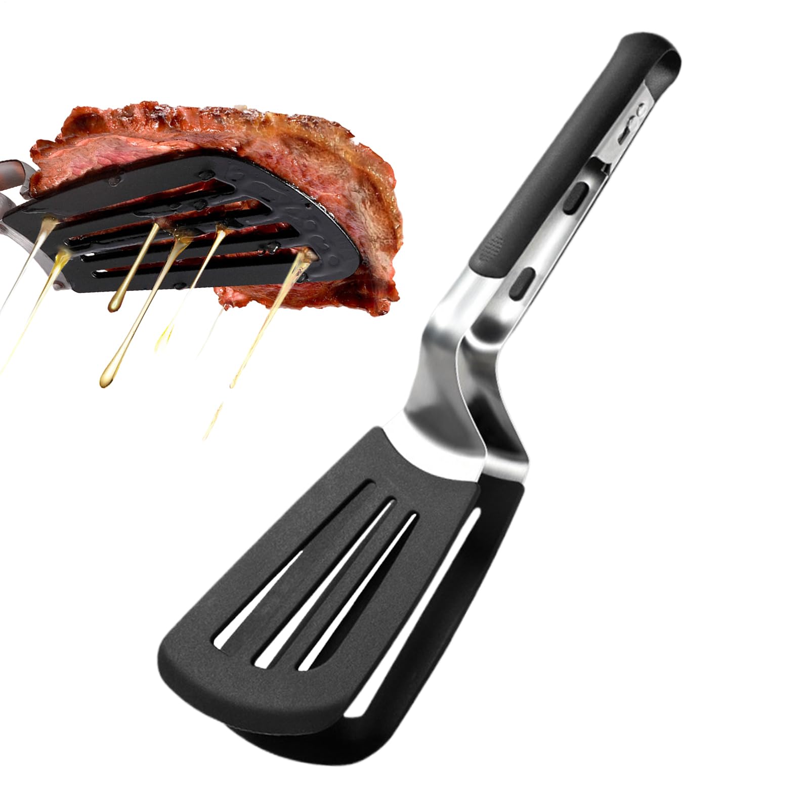 Pince pour barbecue avec spatule en inox pour griller viande et poisson