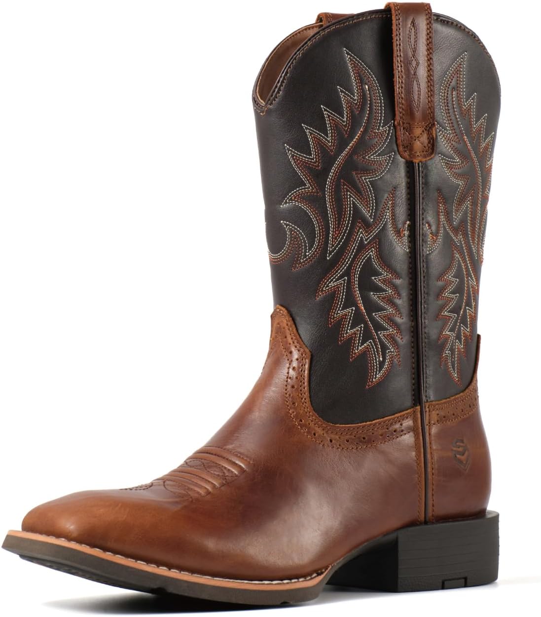 SUREWAY Cowboy Boots For Men - Mens Square Toe Western Boot,Oil/Slip Resistant,Durable Fashionable Classic Pull on 10 Inch Boots Mid Calf Wellington Boots