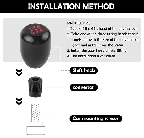 Miniatura 3 de Pomos de palanca de cambios para automóvil, elegante perilla de palanca de cambios manual de aleación de aluminio de 5 velocidades para decoración