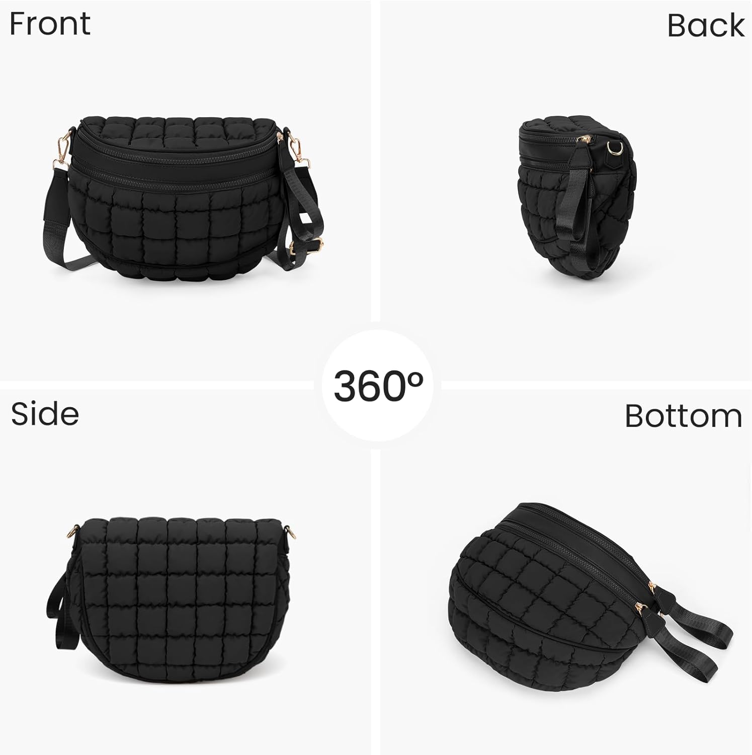 Puffer Crossbody Bum Bag Quilted Cherecked Cross Body Bumbags for Women Oversized Fanny Pack for Daily Use - Image 3