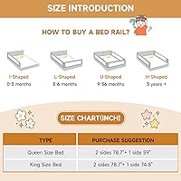 Vista 7 de Riel de cama para niños pequeños, rieles plegables de montaje rápido, protector de riel de cama ajustable en altura con base estable en forma de U