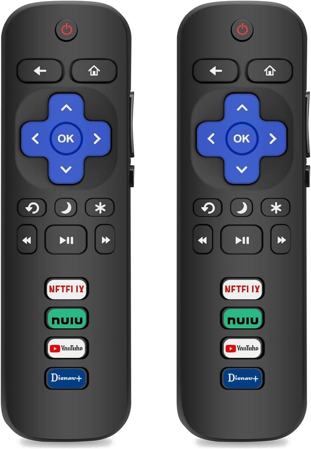 Lot de 2 télécommandes de rechange compatibles avec Roku Smart TV, télécommandes infrarouges pour TCL/Hisense/Sharp/Philips/Onn/Element/Insignia Roku TV (non compatible avec Roku Stick, Box ou