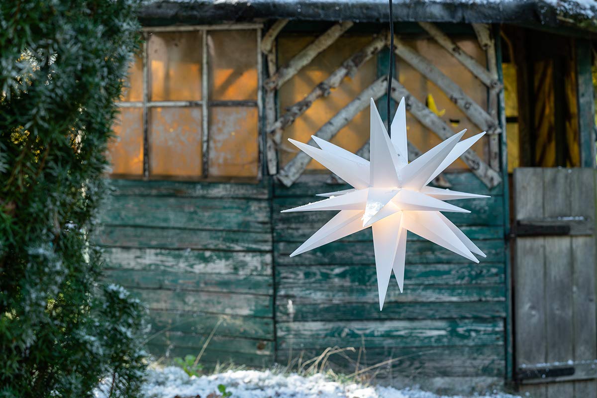 Qijieda 3D Puntale Albero Natale Luminoso - 23 inch Batteria da Esterno a LED con Luce a Stella di Natale con Timer, Puntale Albero di Natale Usato per Decorare Alberi di Natale,Balconi(White