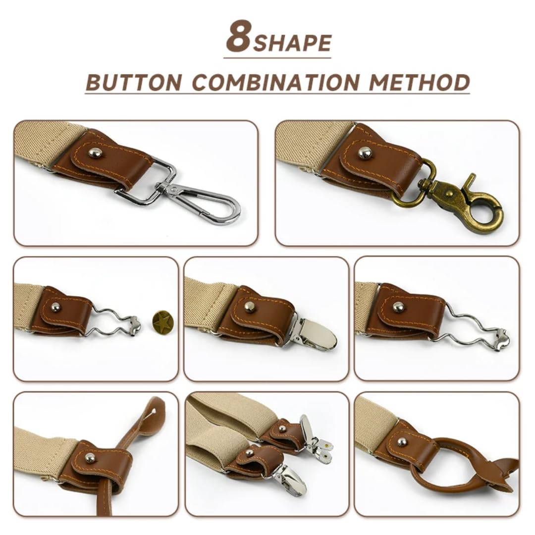 Tirantes Suspender Hombre Tirantes Multi-Set Traje Tirantes De Trabajo Cuero Elástico Hombre