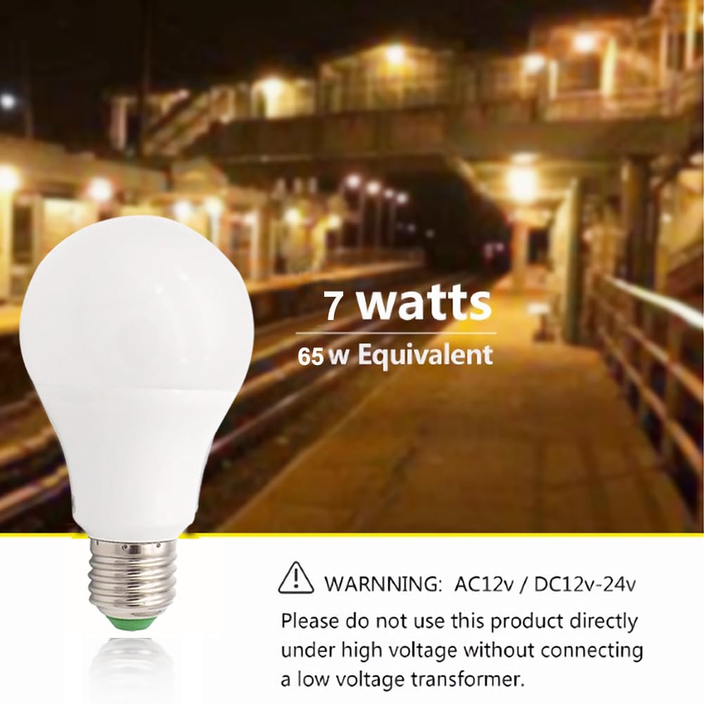 GRV E27 żarówka LED bez możliwości ściemniania 15-5730 SMD 7 W termiczna plastikowa lampka 60 W odpowiednik AC 12 V DC 12-24 V zimna biel opakowanie 6 szt.