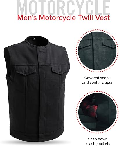 Miniatura 10 de First Mfg Co - No Limit - Men's Motorcycle Biker Riding Twill, Denim Vest