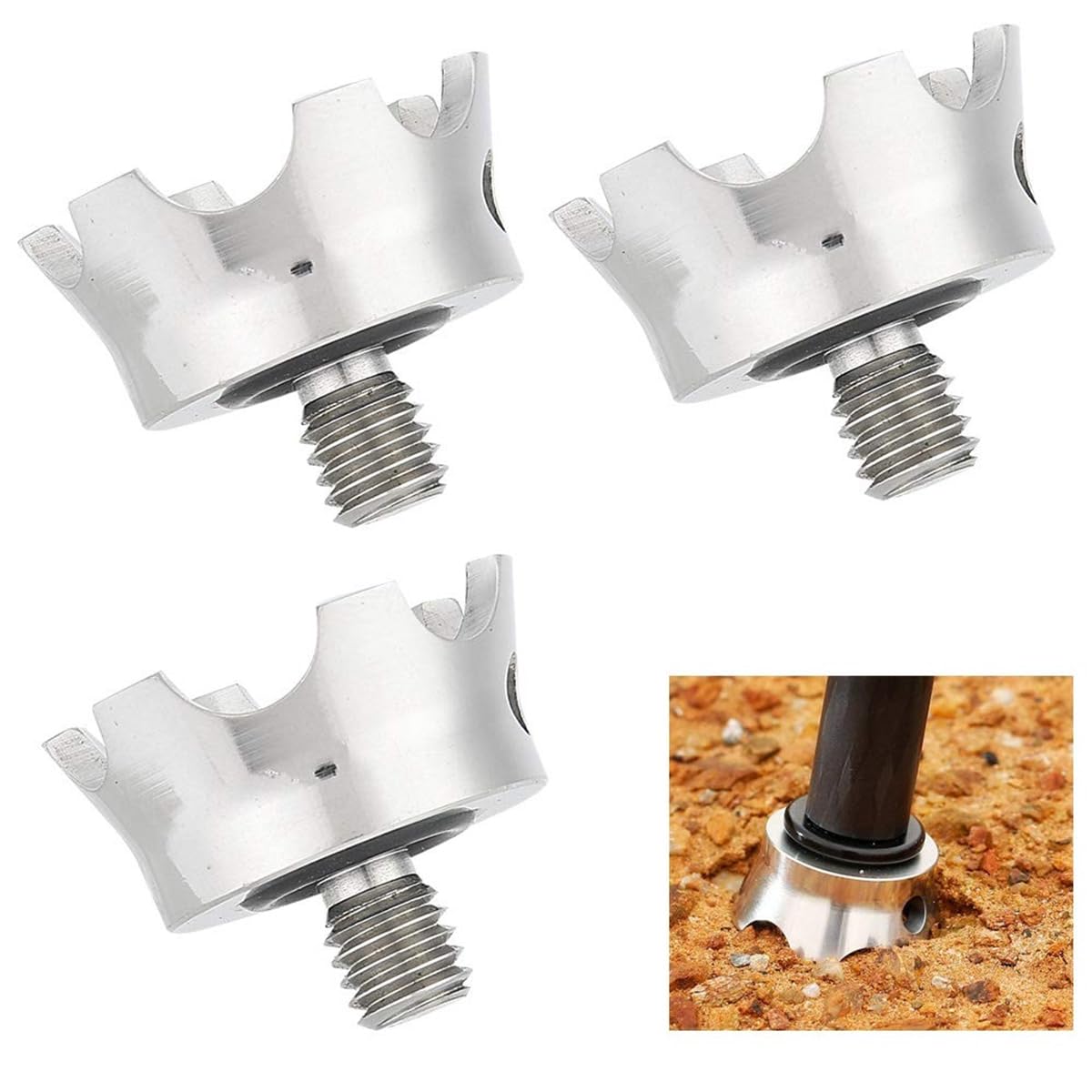3 Stück 3/8-Zoll-Stativspitzen-Schnittstelle, rutschfeste Kamerastativ-Einbeinstativ-Spike-Fußkrallen-Montageadapter