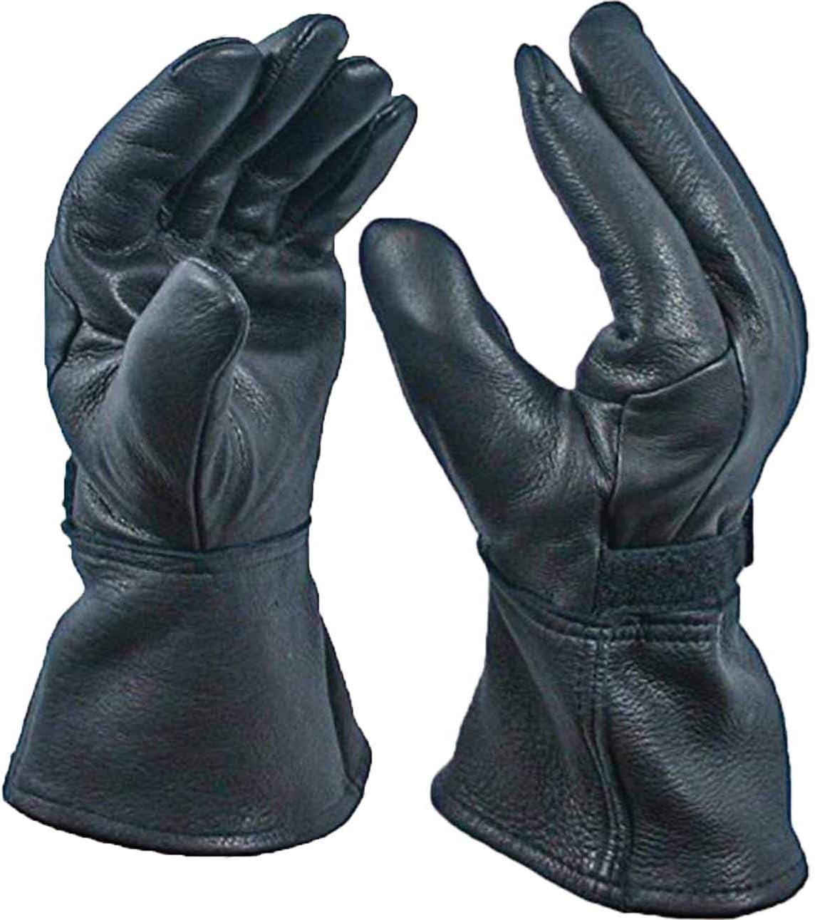 Black Gauntlet Deerskin Motorcycle Glove with 40 Gram Thinsulate Lining Black Gauntlet Deerskin Motorcycle Glove with 40 Gram Thinsulate Lining
