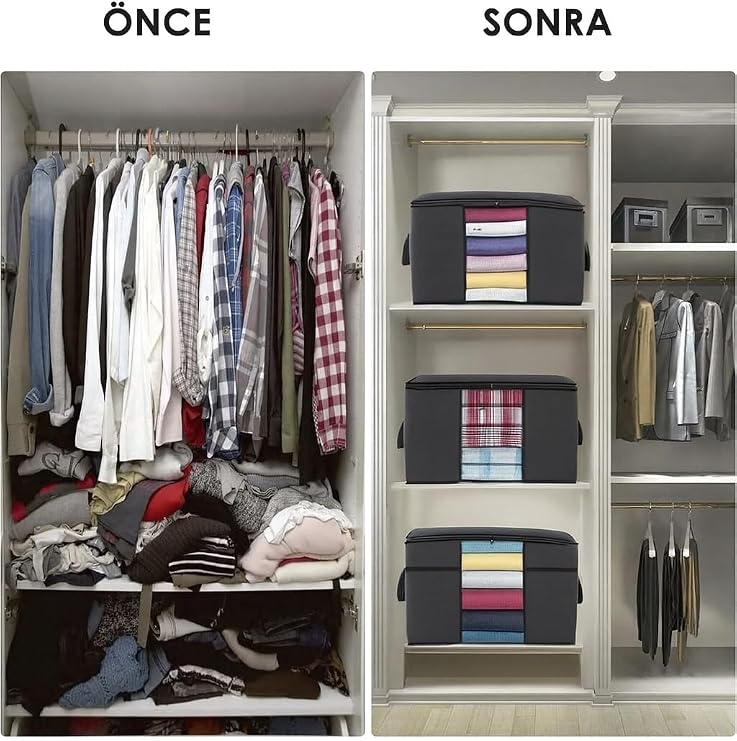 6 Pieces Window Pillow Storage Hurcu - Mega Size Quilt Hurch Organizer Organizer - 75 X 40 X 40 Cm (Anthracite)