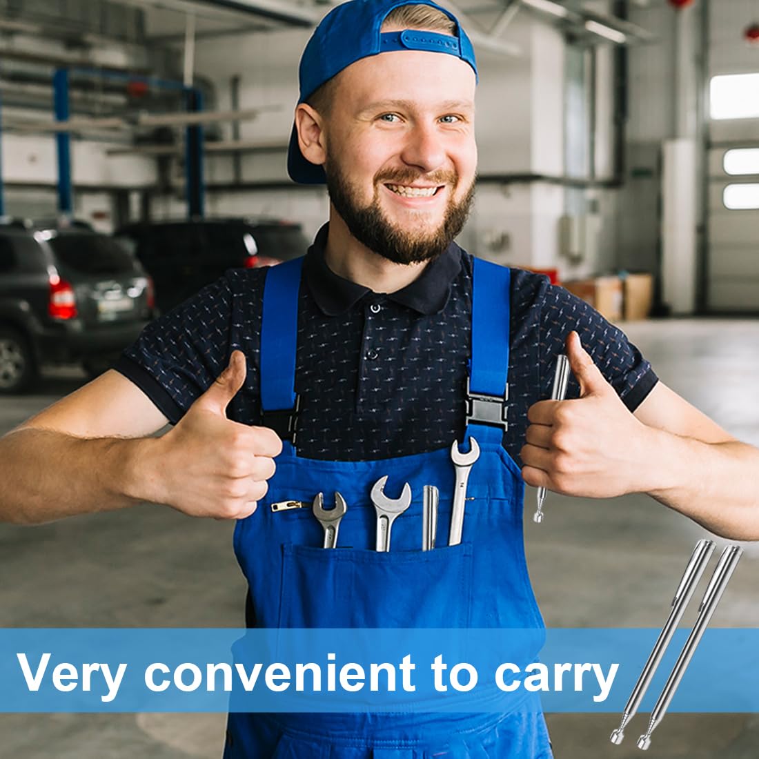 WUSJCOF 2 herramienta telescópica, elevador de acero inoxidable, varilla magnética extensibles, agarrador para tornillos, tuercas, llaves y piezas metálicas, imán ideal para taller y hogar