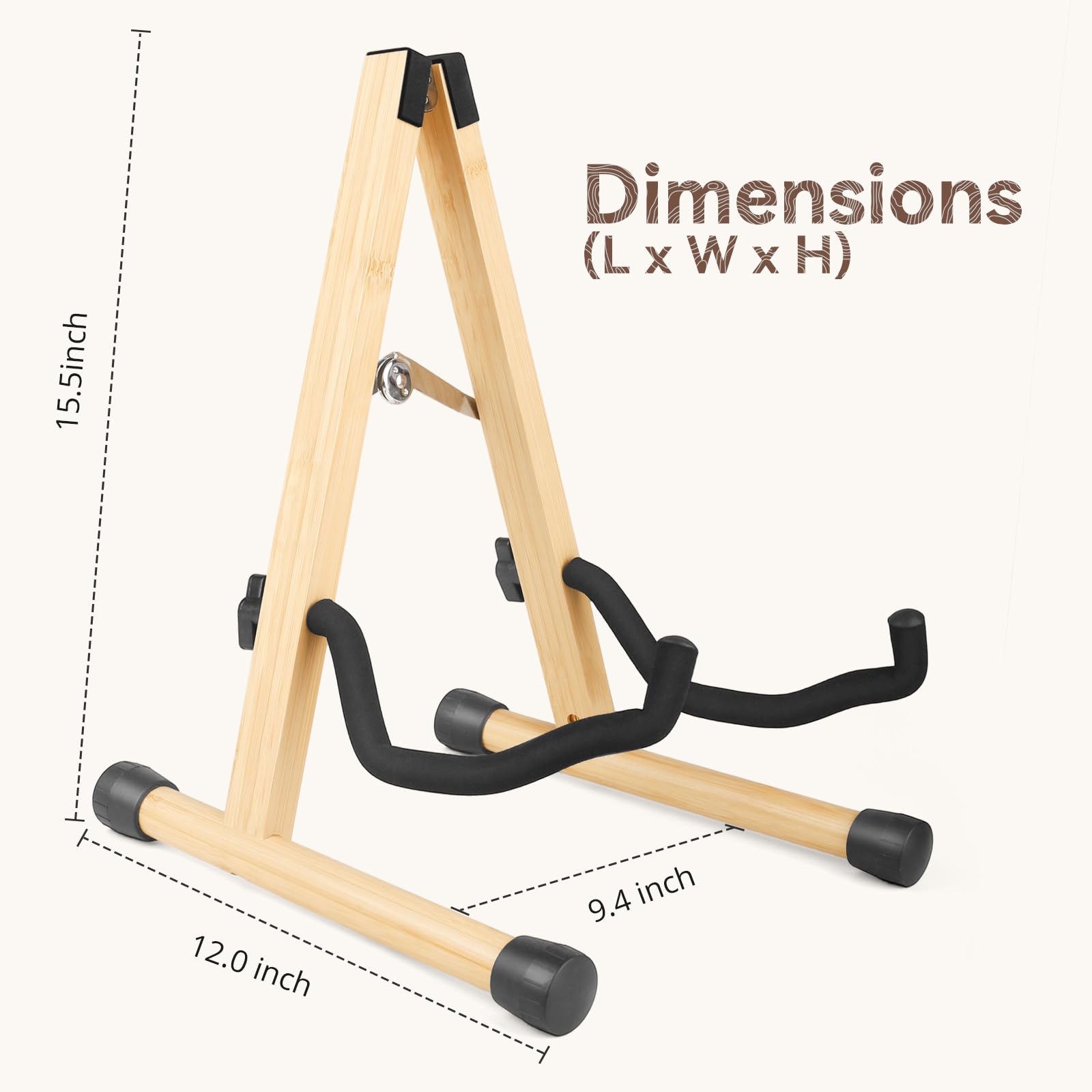 KingPoint Gitarrenständer aus Holz, Gitarrenbodenständer, akustische elektrische Holzrahmen, klappbarer Gitarrenhalter, verstellbar, für Bass, Mandoline, Banjo, Ukulele (Bambus)
