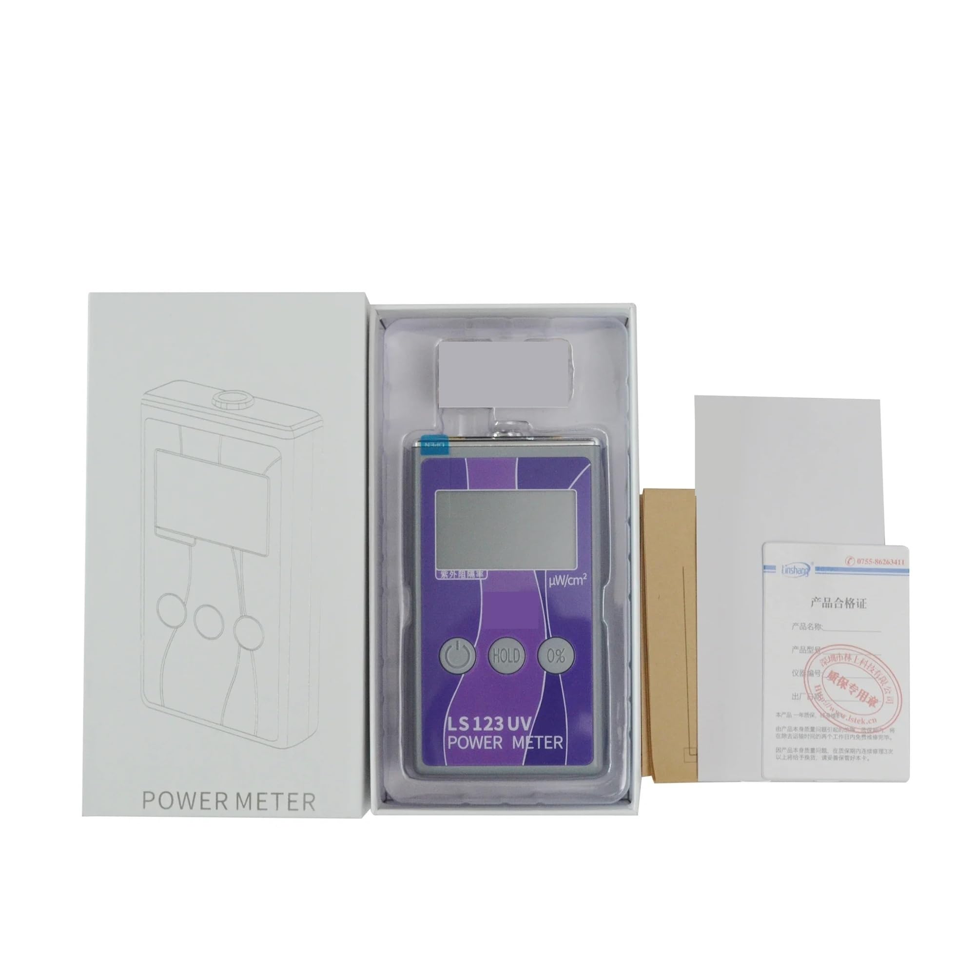 Medidor UV portátil con pantalla LCD 0-40000 W/cm² LS123 medidor de luz ultravioleta tasa de rechazo de densidad de intensidad de potencia ultravioleta Retención de datos