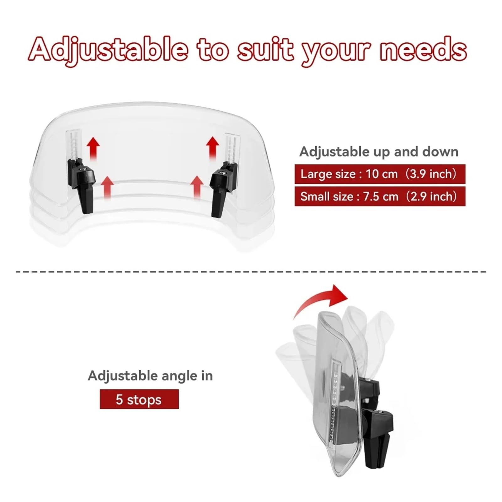 Estensione Universale Per Parabrezza Per Motocicletta Deflettore Regolabile Con Morsetto Per Parabrezza Per BM&W Per KAWASAKI Per Yam&aha Per Hon&da Deflettori