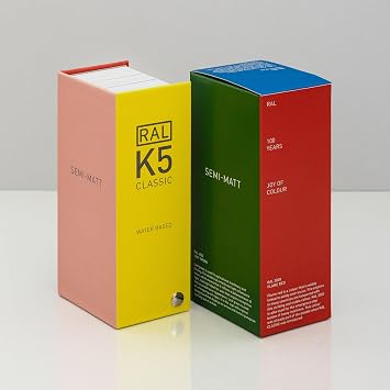RAL K5 Color Chart, 215 Full Page Color Swatches, Gloss, 8 Languages