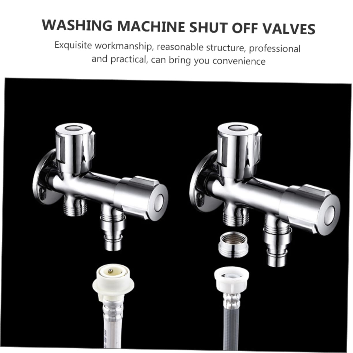 Valvola Doppio Rubinetto per Lavatrice in Acciaio Inox Argento | Uso Domestico in Bagno, per Lavatrice e Lavastoviglie, Design Semplice Lavorazione Professionale