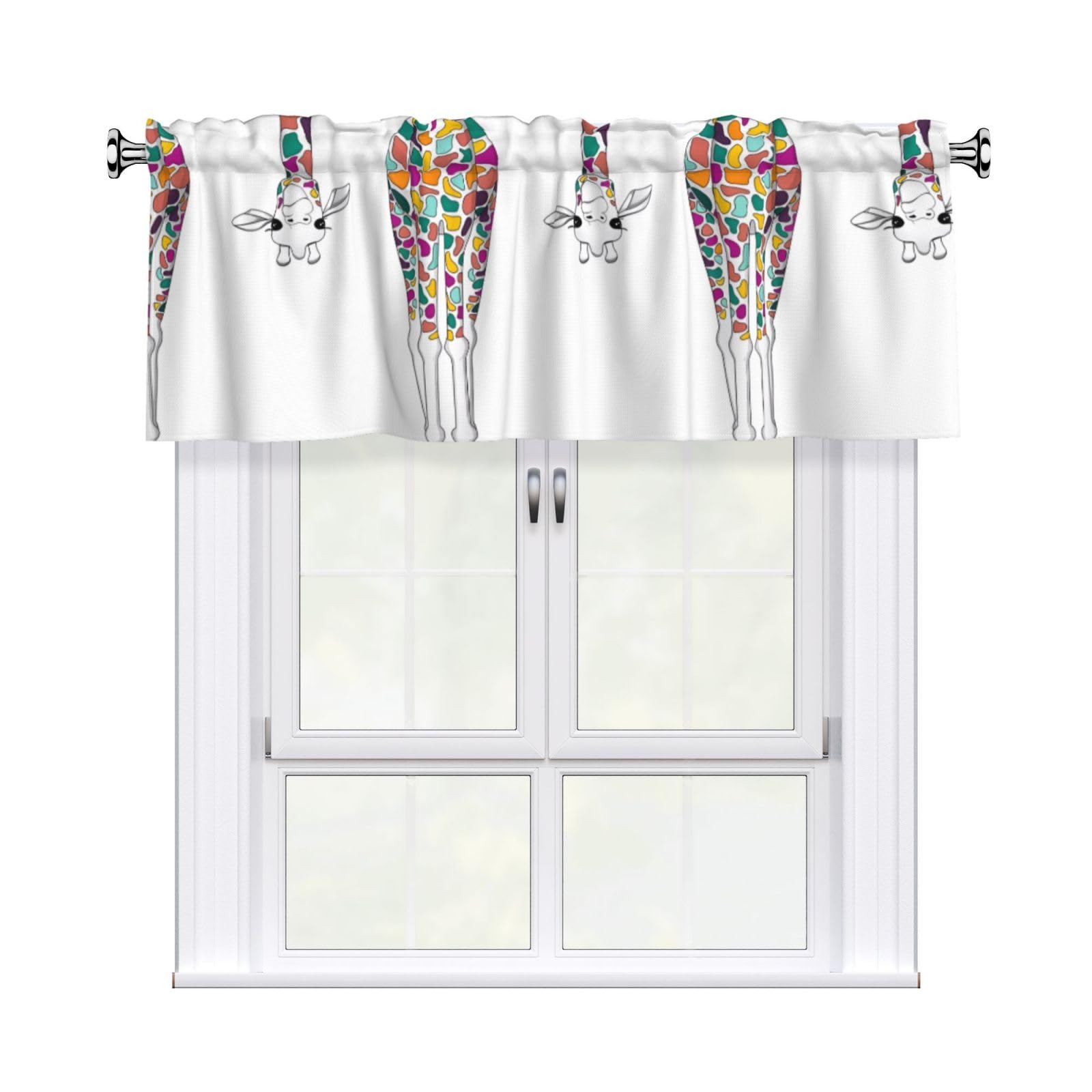 YYHHAOFA colored Giraffe Prints Durable Kitchen Window Layer – 54x18 Inch 100% Polyester Valance with Precision Construction