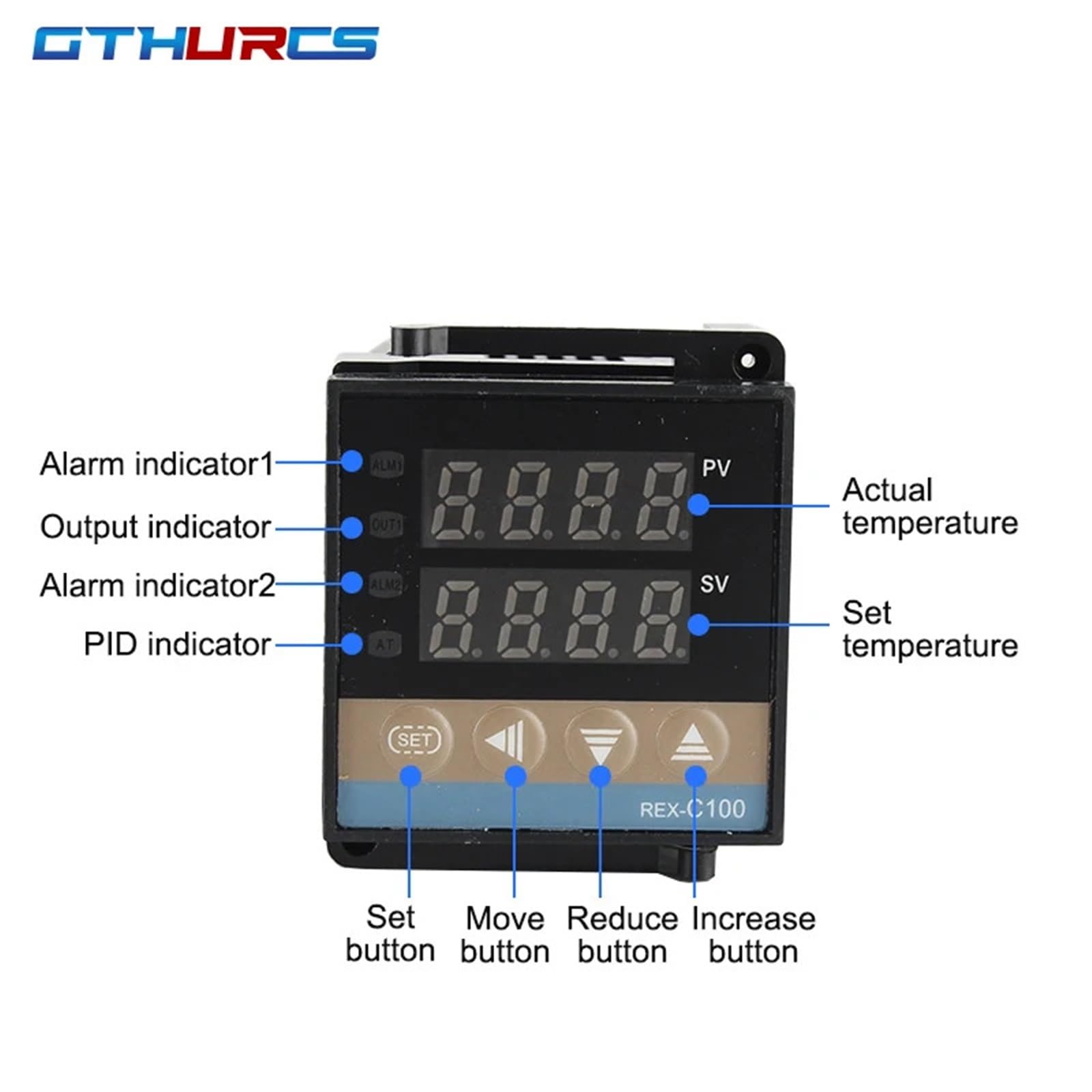 REX-C100 Zestawy cyfrowych regulatorów temperatury PID 110 V do 240 V od 0 do 1300 stopni z czujnikiem sondy typu K (RELAY OUTPUT)