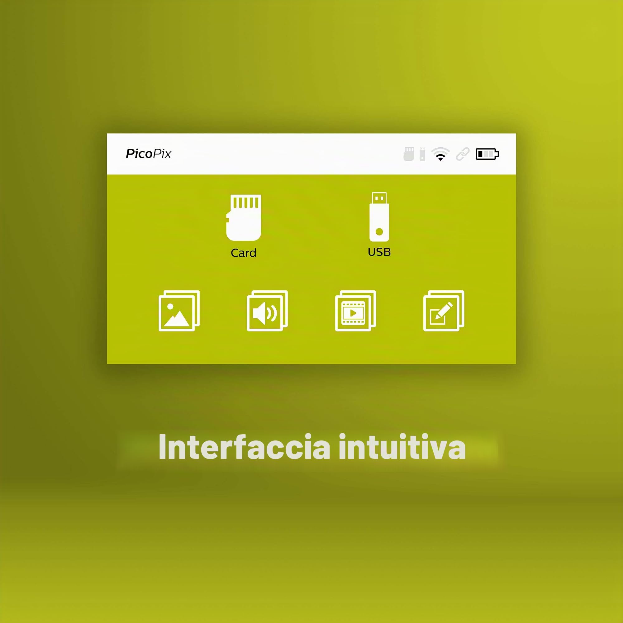 PHILIPS PicoPix Nano Proiettore mobile, Dimensioni ridotte, proiezione delle immagini fino a 60", 80 min con batteria, Mirroring del monitor, Altoparlante e batteria incorporati, nero