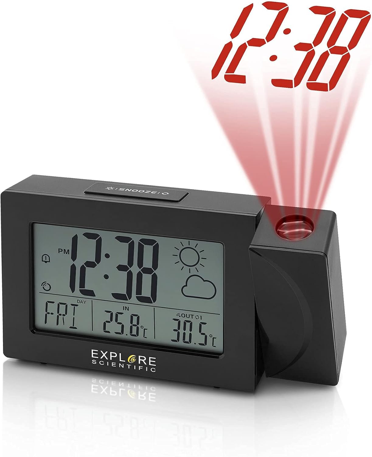 Clock projecting time onto a surface