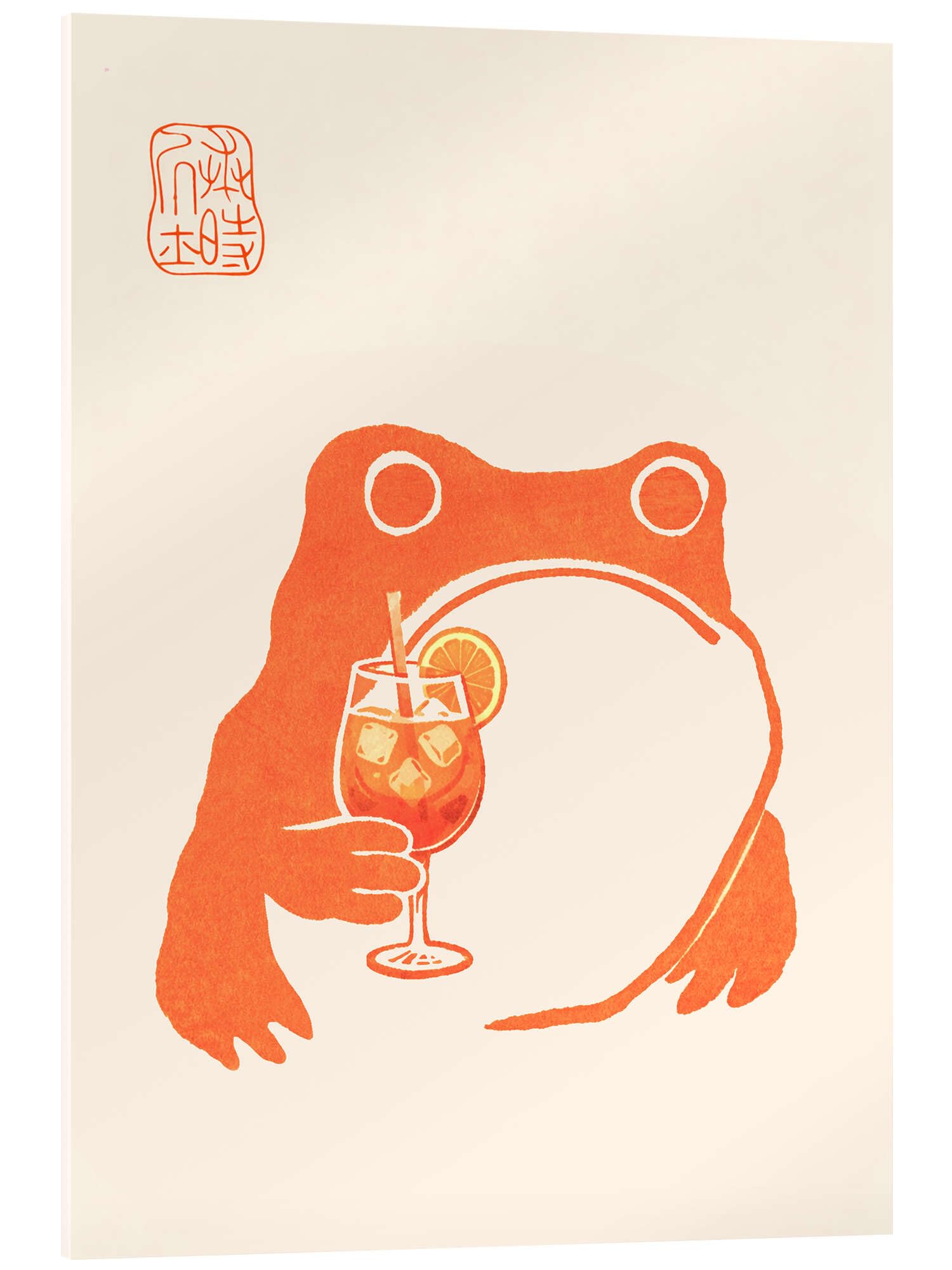 Posterlounge Meika Gafu - Aperol Frog Acrylglasbild | 60 x 80 cm von Matsumoto Hoji Beige Wandbilder Wanddeko