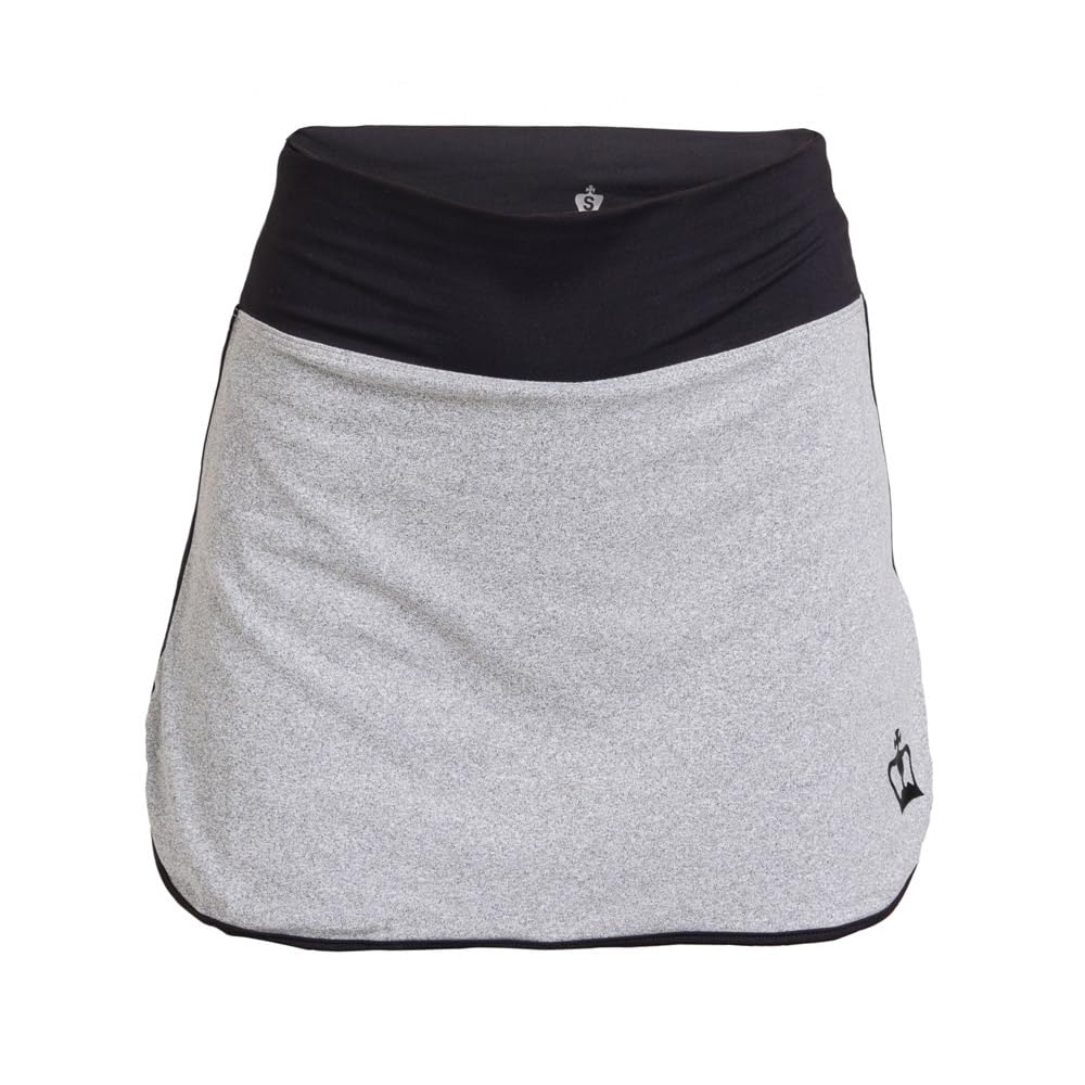 Black Crown - Falda Padel Mujer Corfú Gris Negro - Tejidos Poliamida y Elastano - Ligereza, Movilidad y Comodidad Dentro de la Pista - Transpirable
